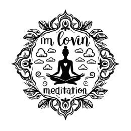 meditation SVG PNG design with black and white floral elements