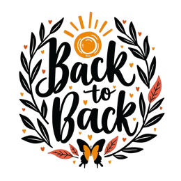 back to sun butterflies SVG PNG design with bold lettering, black and orange floral elements