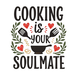 cooking quotes SVG PNG design with bold lettering, black and red floral elements