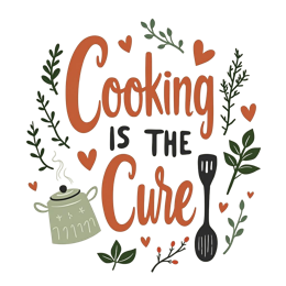 cooking quote illustration SVG PNG design with bold lettering, red and green floral elements