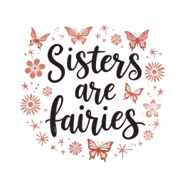 fairies butterflies SVG PNG design with hand-drawn style, bold lettering, black and pink floral elements