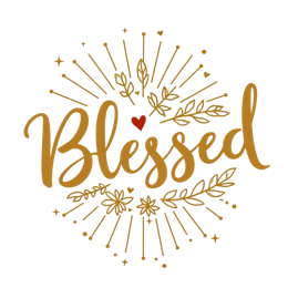 blessed flower SVG PNG design with hand-drawn style, white floral elements, an uplifting message