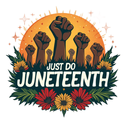 juneteenth SVG PNG design with bold lettering, white and orange floral elements, an uplifting message