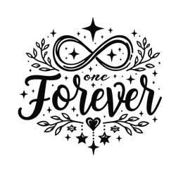 calligraphy infinity SVG PNG design with bold lettering, black and white floral elements