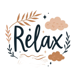 relaxation nature SVG PNG design with hand-drawn style, bold lettering, black and white floral elements