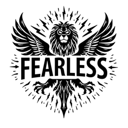 fearless lion wings SVG PNG design with bold lettering
