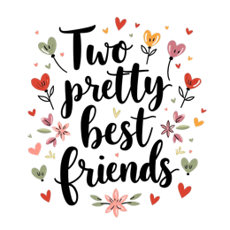friendship flowers SVG PNG design with bold lettering, black and pink floral elements