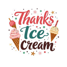 thanks icecream SVG PNG design with bold lettering