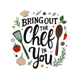cooking chef SVG PNG design with hand-drawn style, bold lettering, white and red floral elements