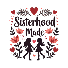 sisterhood flowerhearts SVG PNG design with bold lettering, floral elements