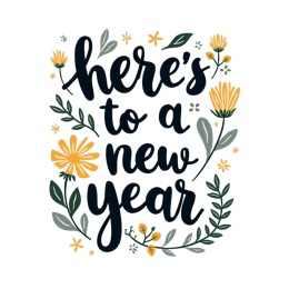artistic flower SVG PNG design with hand-drawn style, bold lettering, green floral elements