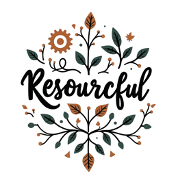 resourceful flora SVG PNG design with hand-drawn style, bold lettering, orange and green floral elements