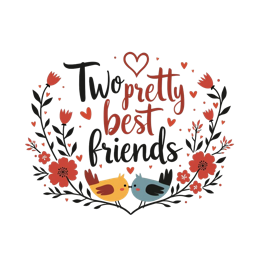 birds friends SVG PNG design with bold lettering, white and blue floral elements