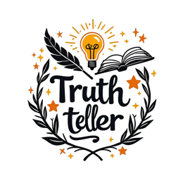 truth teller wreath SVG PNG design with bold lettering, black and orange floral elements
