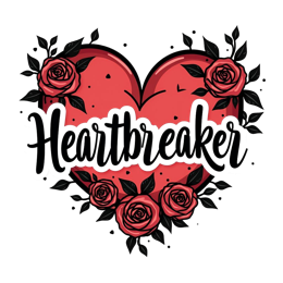 heart roses shirt SVG PNG design with bold lettering, black and red floral elements