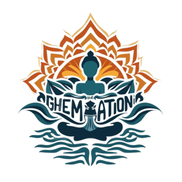 meditation buddha flower SVG PNG design with clean design elements, black and orange floral elements