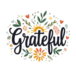 grateful flora SVG PNG design with hand-drawn style, bold lettering, black and orange floral elements