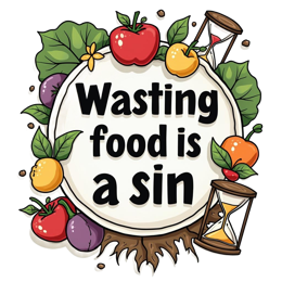 wasting food sin SVG PNG design with bold lettering