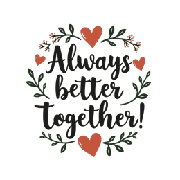 quotes together SVG PNG design with bold lettering, white and red floral elements, an uplifting message