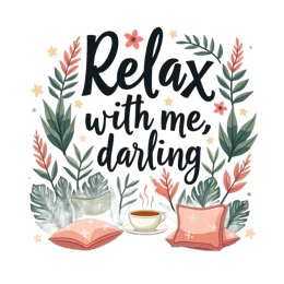 relaxation cozy SVG PNG design with hand-drawn style, pink and red floral elements