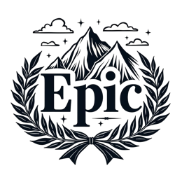 epic mountains stars wreath SVG PNG design with bold lettering, black and white floral elements