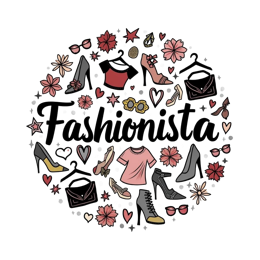 fashion fashionista shirt SVG PNG design with bold lettering, black and pink floral elements