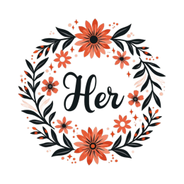 flower wreath her SVG PNG design with hand-drawn style, bold lettering, black and white floral elements
