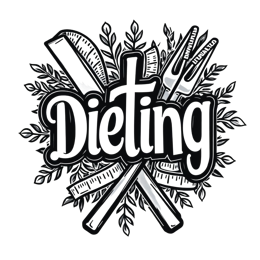 dieting graphics SVG PNG design with bold lettering, black and white floral elements
