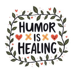 humor healing SVG PNG design with hand-drawn style, bold lettering, black and white floral elements