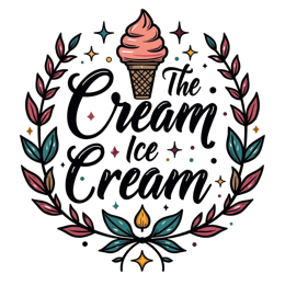 icecream floral SVG PNG design with bold lettering, pink and green floral elements