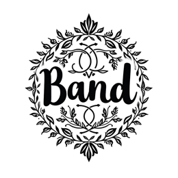 band floral SVG PNG design with bold lettering, black and white floral elements