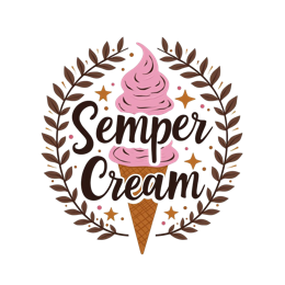 icecream wreath SVG PNG design with bold lettering, pink and red floral elements