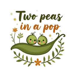 two peas in a pod SVG PNG design with green floral elements