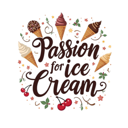 icecream passion SVG PNG design with bold lettering, red and cream floral elements