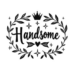 handsonme floral SVG PNG design with bold lettering, black and white floral elements, an uplifting message