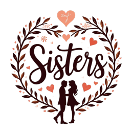 sisters love SVG PNG design with bold lettering, red floral elements