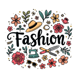 floral sewing SVG PNG design with bold lettering, white and red floral elements