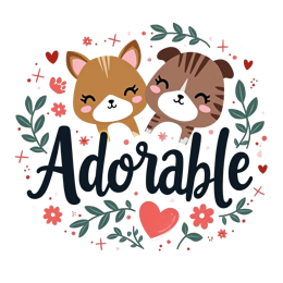 adorable pets SVG PNG design with bold lettering, white floral elements