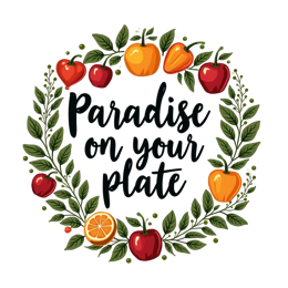 paradise on your plate wreath SVG PNG design with bold lettering, black and white floral elements