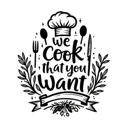 cooking quote SVG PNG design with hand-drawn style, bold lettering, black and white floral elements