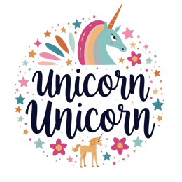 unicorn colorful SVG PNG design with bold lettering, floral elements