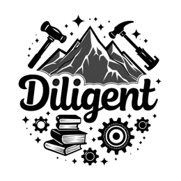 diligent mountains tools SVG PNG design with hand-drawn style, bold lettering