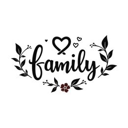family love flower SVG PNG design with bold lettering, black and white floral elements