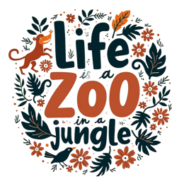 life zoo jungle shirt SVG PNG design with orange and green floral elements