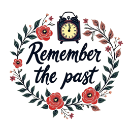 remember the past wreath SVG PNG design with hand-drawn style, bold lettering, red and green floral elements