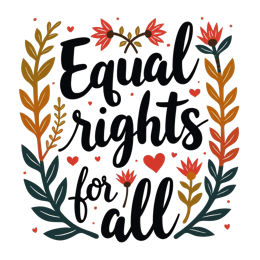 equal rights flora SVG PNG design with hand-drawn style, bold lettering, red and green floral elements
