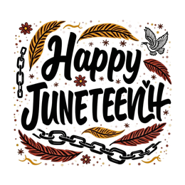 juneteenth festivities SVG PNG design with hand-drawn style, bold lettering, orange and red floral elements