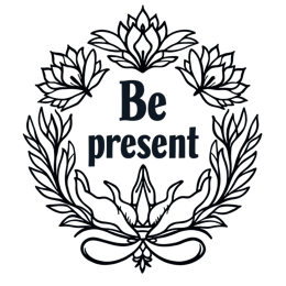 be present flower SVG PNG design with bold lettering, black floral elements