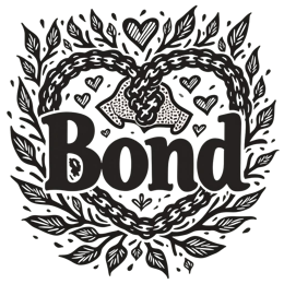 bond hearts SVG PNG design with hand-drawn style, bold lettering, black floral elements