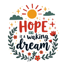 quotes hope dream wreath SVG PNG design with hand-drawn style, bold lettering, black and orange floral elements